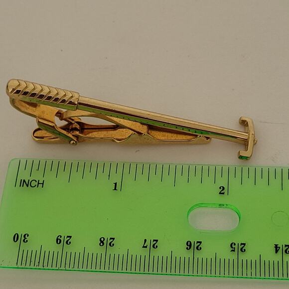 Christian Dior Tie Bar Clip Clasp Gold Tone Vintage Made Germany Designer - Picture 6 of 6